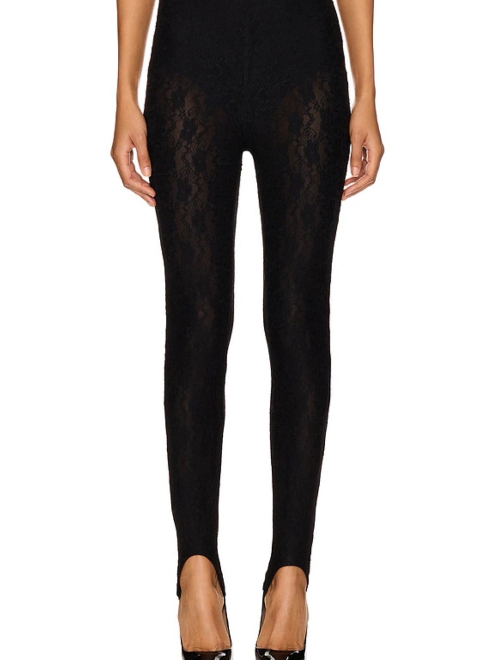 NWT Lovers + Friends Revolve Gwen Black Lace Stirrup Leggings
